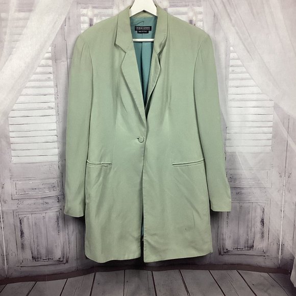 Vintage Giorgio Armani Green Silk Blazer 8 - Picture 1 of 15